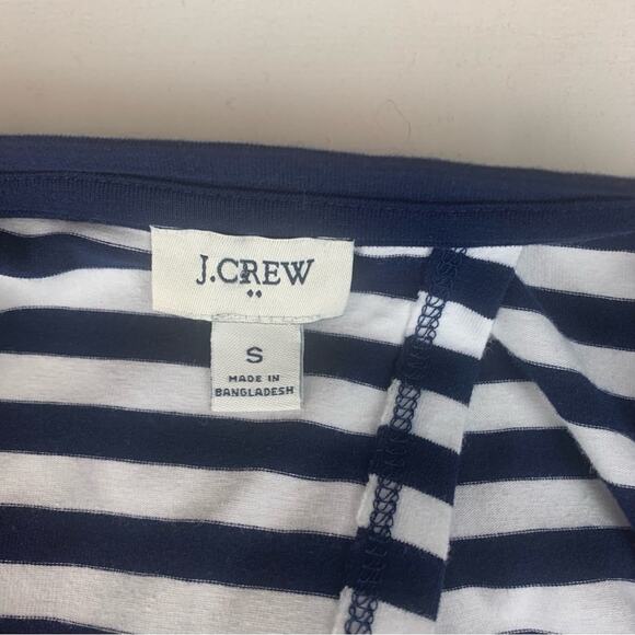 J. Crew women's small navy blue white stripe midi dress open tie back casual pre - Picture 3 of 7